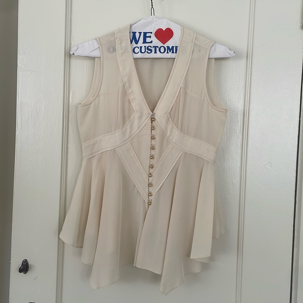 Marchesa Voyage Silk Ivory Tank Top Size 2
